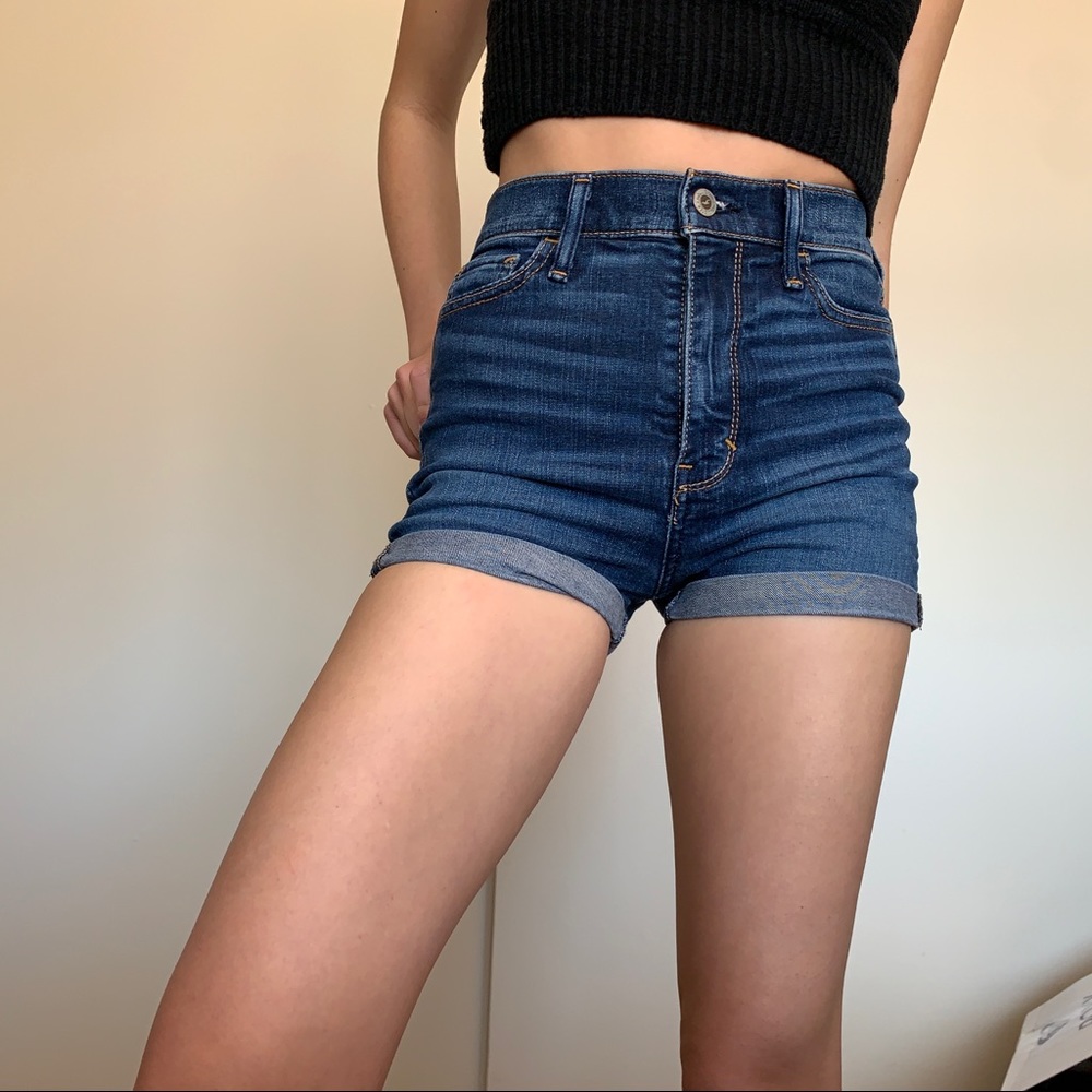 Hollister Hugh Waisted Denim Blue Jean Shorts